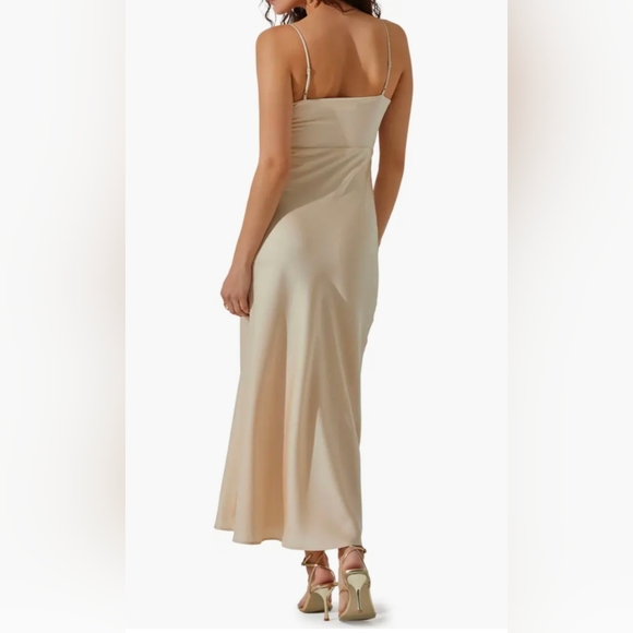 NWT ASTR The Label Cream Satin Formal Slip Dress Midi To Maxi Length Size XL - Picture 2 of 16